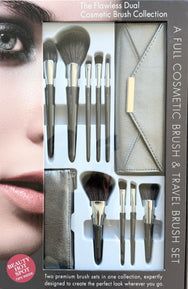 The Flawless Dual Cosmetic Brush Collection 11pc Full & Travel Brush Set