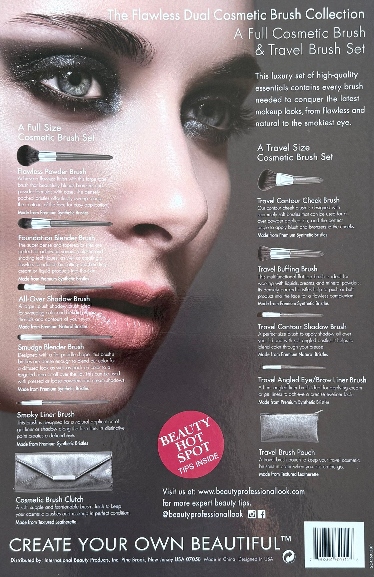 The Flawless Dual Cosmetic Brush Collection 11pc Full & Travel Brush Set